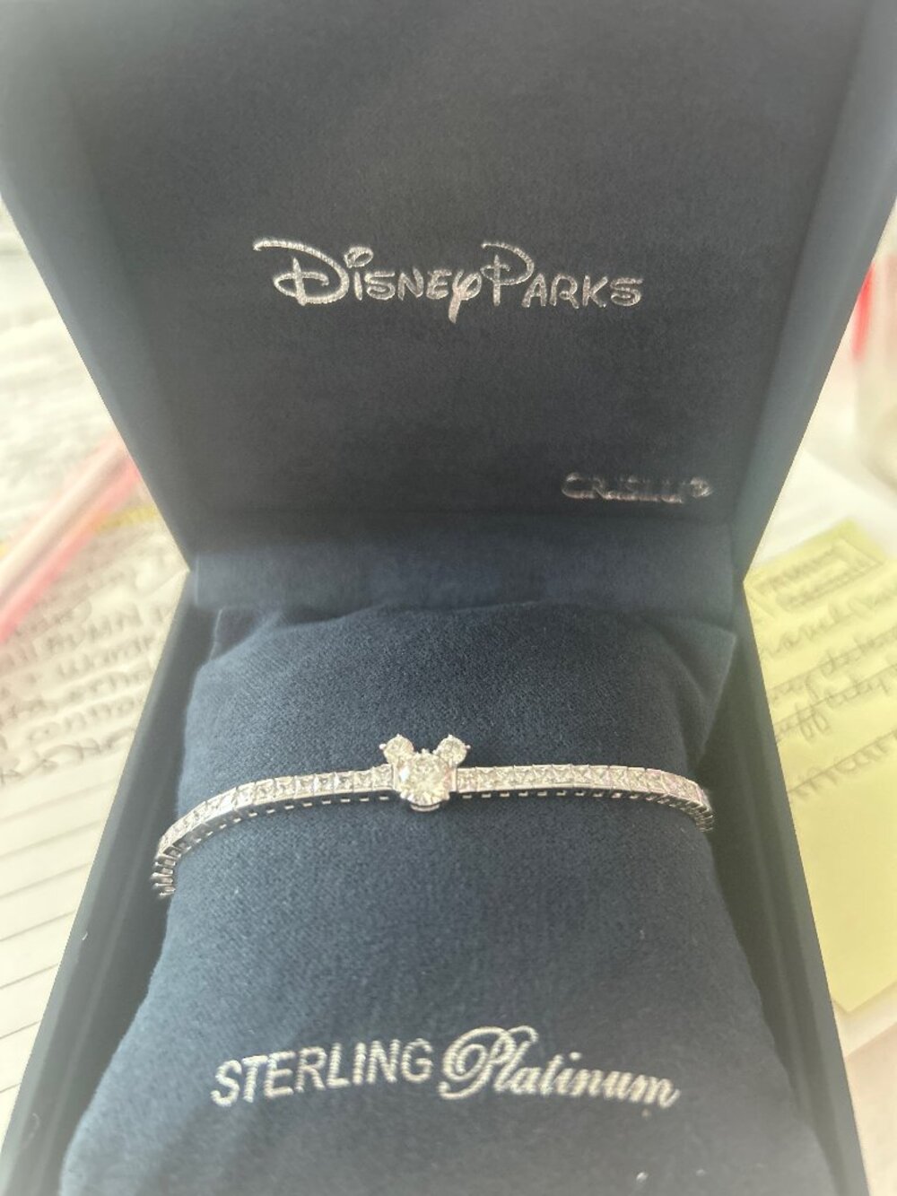 Authentic Disney Parks x CRISLU Mickey Mouse Sterling Platinum Tennis Bracelet